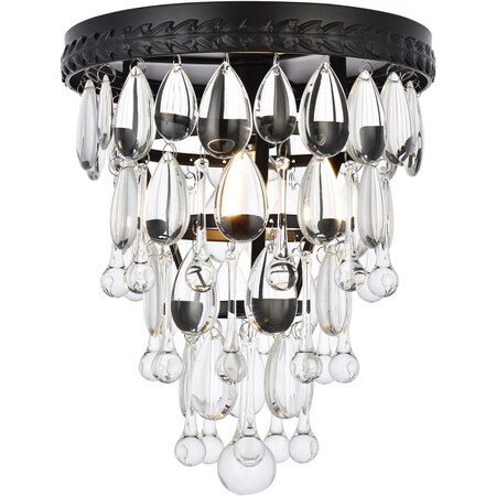 Elegant Lighting Nordic 1 Light Black Flush Mount 1219F9BK/RC